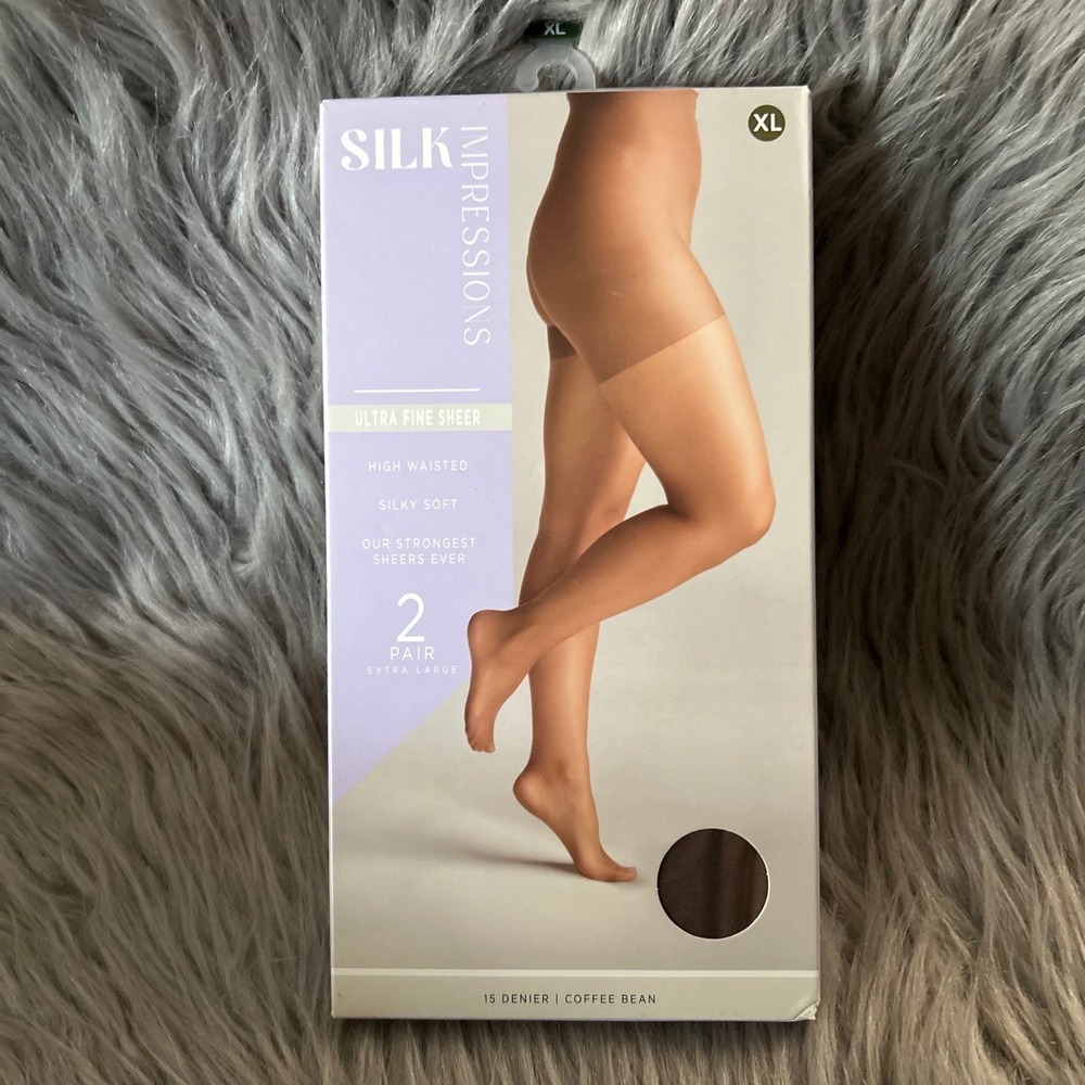 Silk Impressions Ultra Fine Sheer Tights Womens Size XL Coffee Bean High Waisted